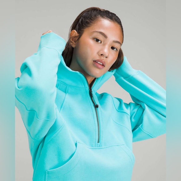 Lululemon Scuba Oversized Half-Zip Funnel Neck in Electric Turquoise - Size XS/S - Picture 3 of 10